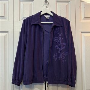 Vintage Alfred Dunner Embroidered Purple Zip-Up Jacket